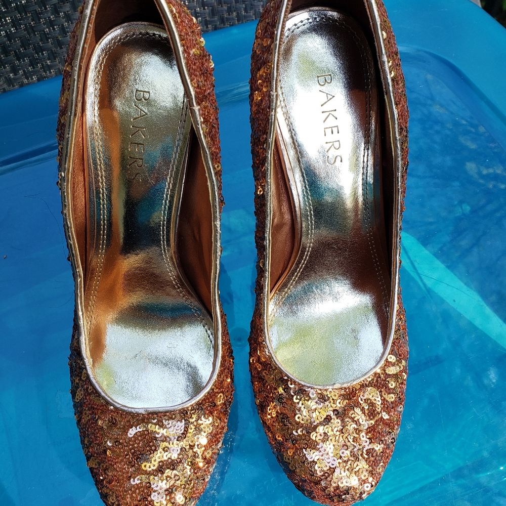 Bakers rose gold sequin stilettos